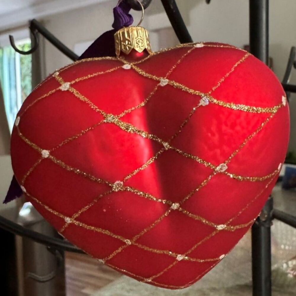 Red Heart Glass Christmas Ornament